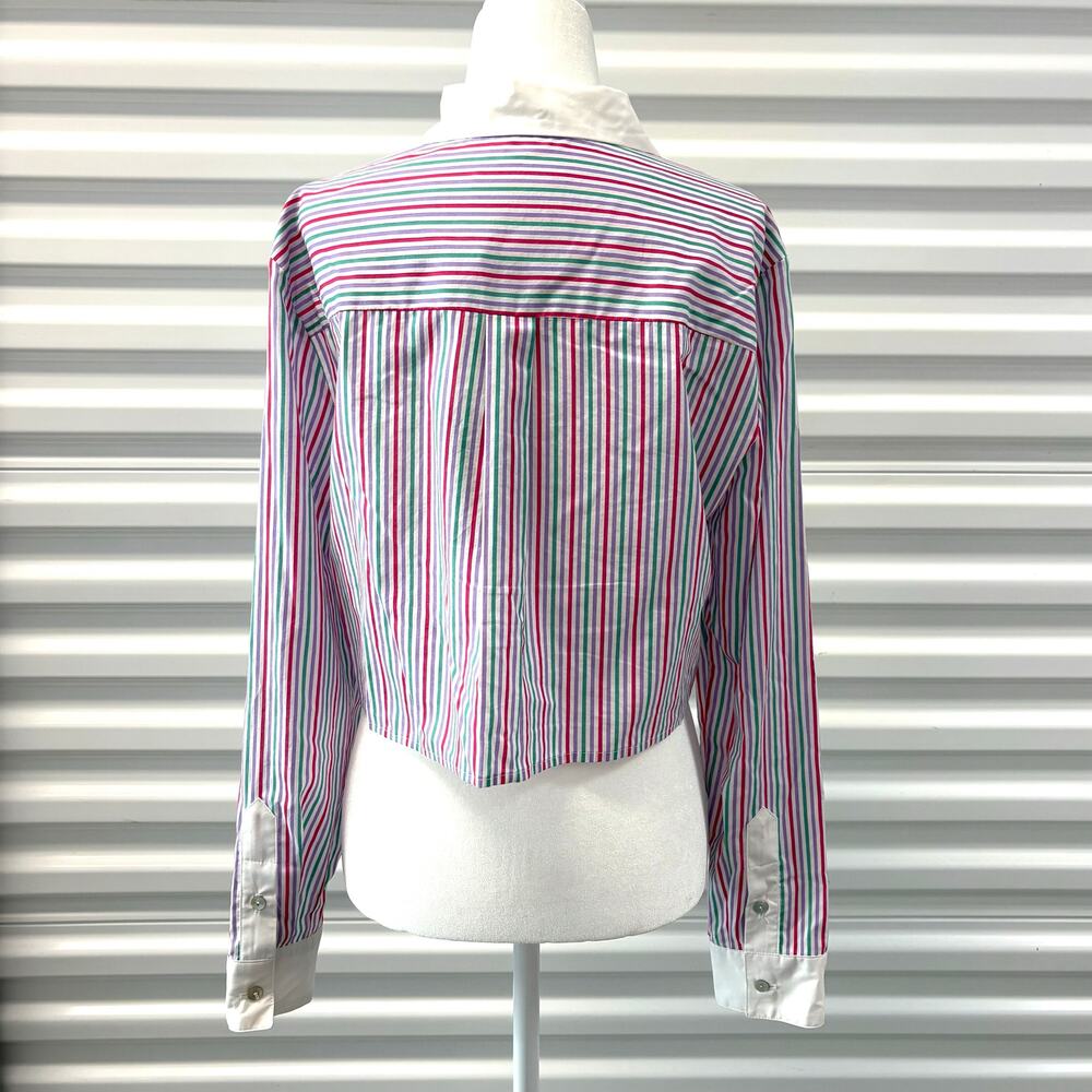 Le Superbe Shirt Halfway There Crop Top, Striped Button Up, Women’s Size S - Picture 3 of 5
